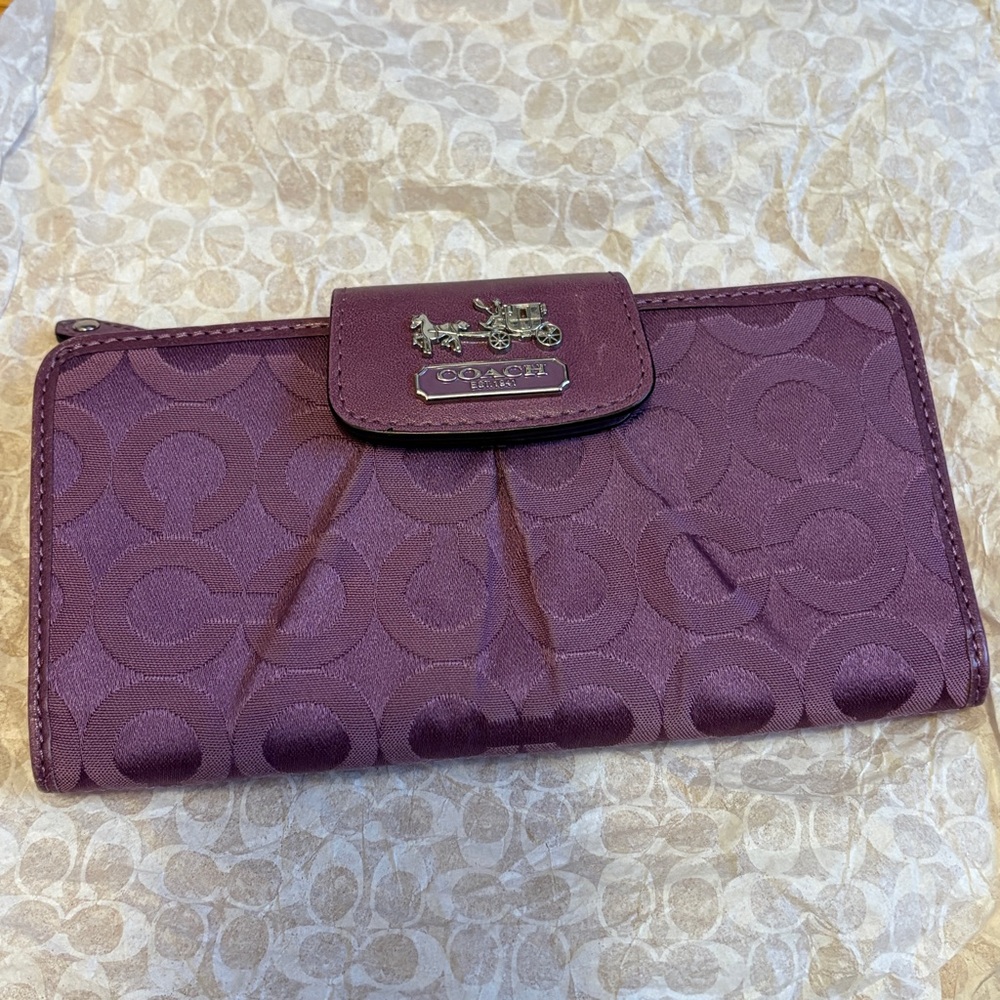 Purple Coach Signature Jacquard wallet Women's Wallet